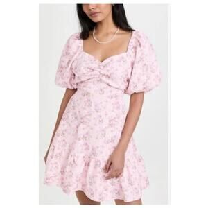 EUC English Factory Floral Puff Sleeve Mini Dress Cottagecore Romantic sz: S